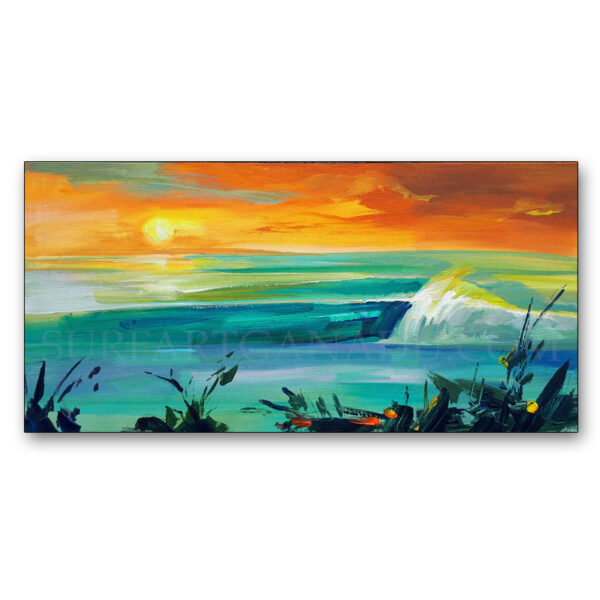 Sunset Surf acrylic painting.